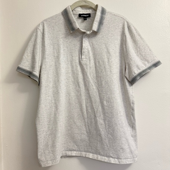 Express Men's Light Gray Polo Shirt - Picture 1 of 9
